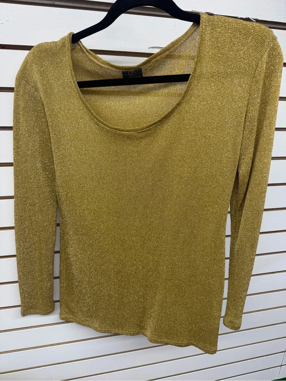 Isadora Paris Gold Metallic Lurex Knit Long Sleeve Top